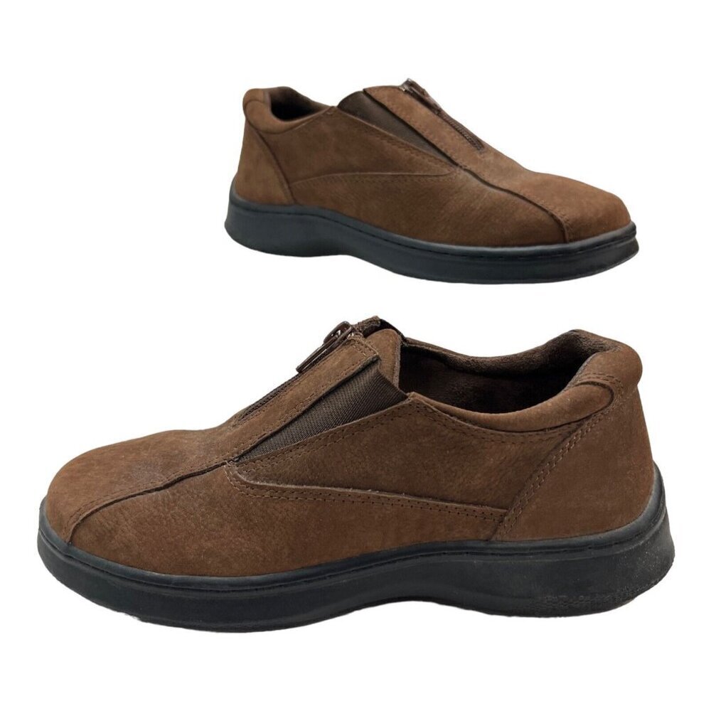 Cobbie Cuddlers Suede Shoes Brown Slip On Comfort Womens 6.5W‎ cushioned, zip up
